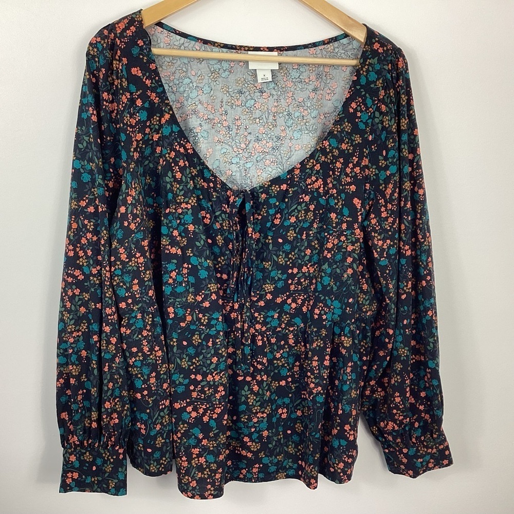 Ava & Viv Floral Peplum Blouse Size X 14W